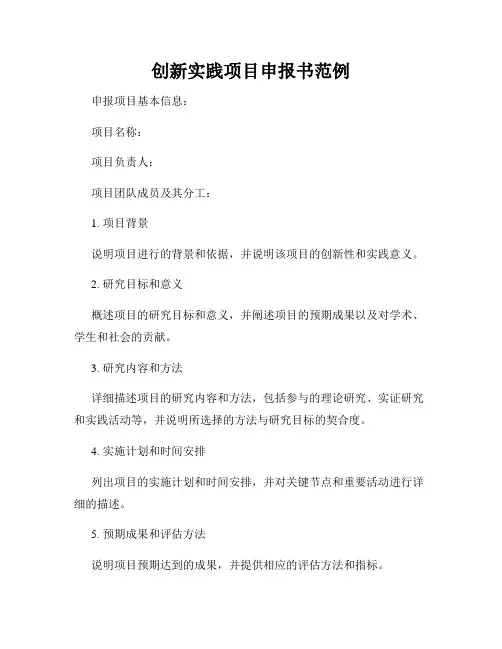 创新实践项目申报书范例