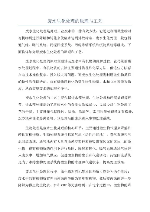 废水生化处理的原理与工艺