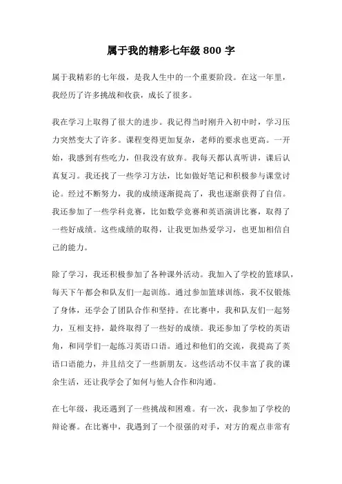 属于我的精彩七年级800字
