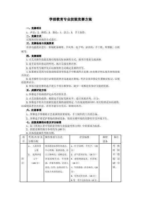 学前教育专业技能竞赛方案