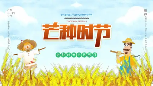 简约卡通风二十四节气芒种节气介绍宣传PPT课件