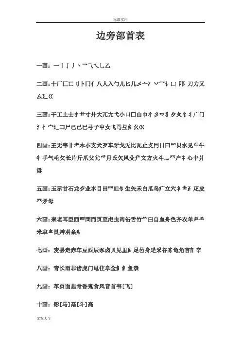 偏旁部首大全及名称