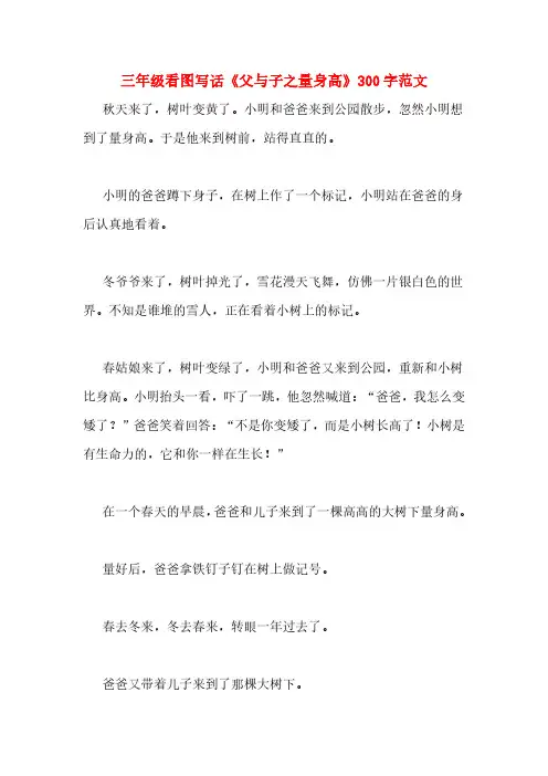 三年级看图写话《父与子之量身高》300字范文