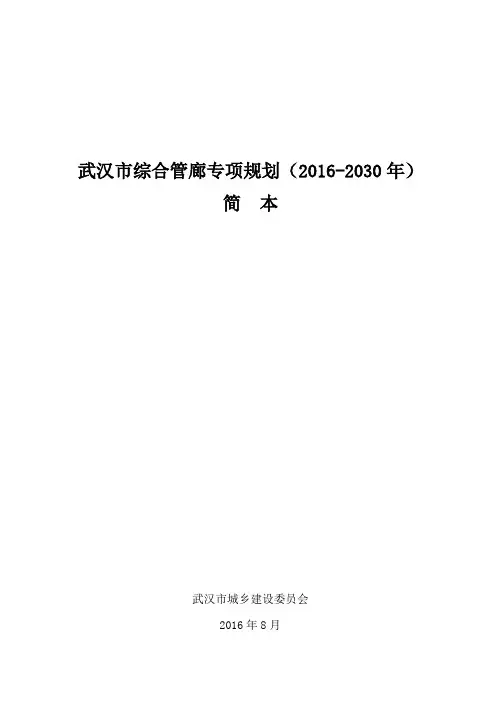 武汉市综合管廊专项规划(2016-2030年)