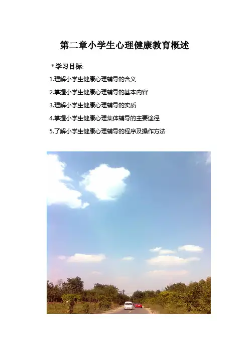 小学校本课程心理咨询与疏导第二章小学生心理健康教育概述