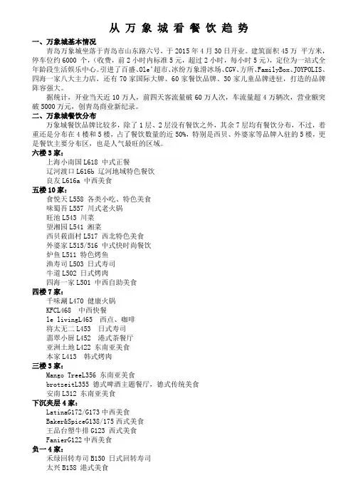 从万象城看餐饮趋势(万象城考察总结)