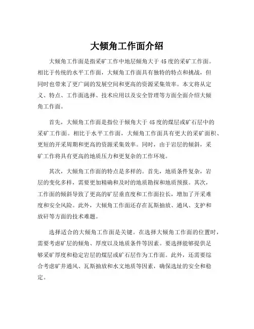 大倾角工作面介绍