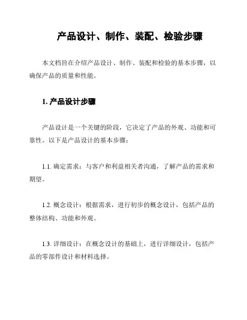 产品设计、制作、装配、检验步骤
