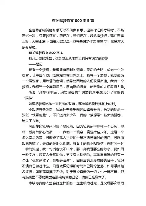 有关追梦作文800字5篇
