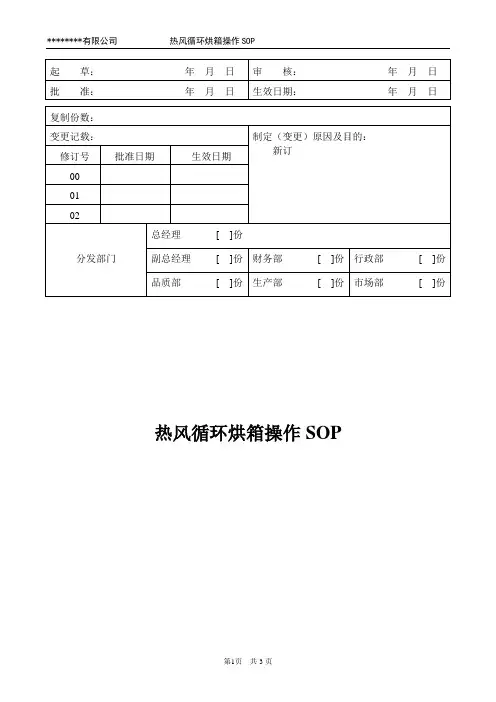 热风循环烘箱操作SOP