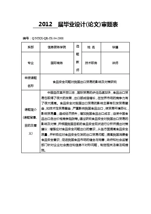 审题表
