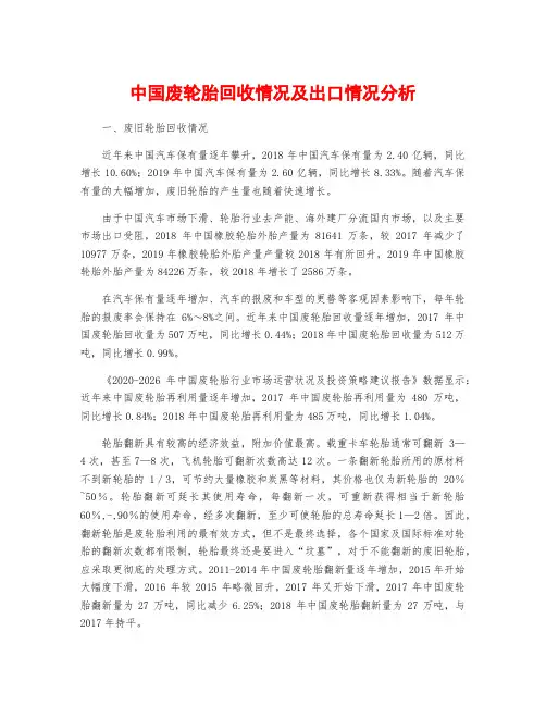中国废轮胎回收情况及出口情况分析