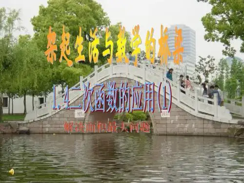 浙教版初中数学二次函数的应用(1)教学课件(共14张PPT)