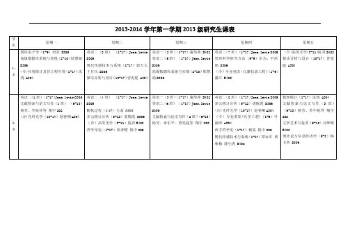2013-2014学年第一学期2013级研究生课表