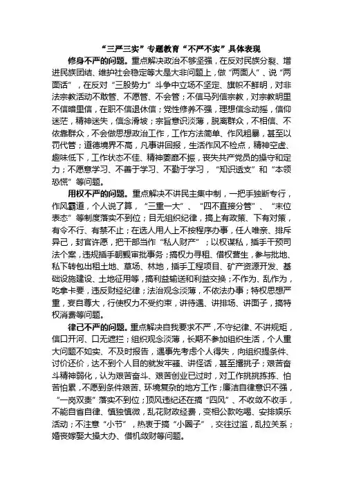 不严不实具体表现