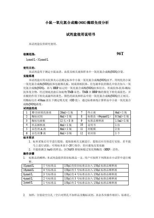 小鼠一氧化氮合成酶(NOS)说明书