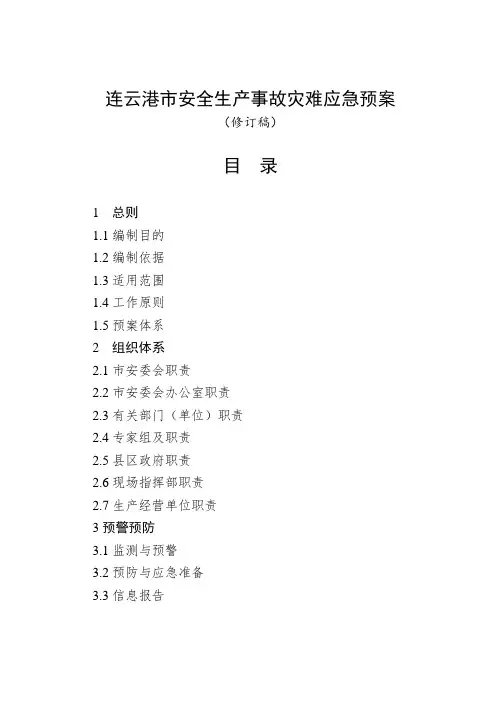 连云港市安全生产事故灾难应急预案 .doc