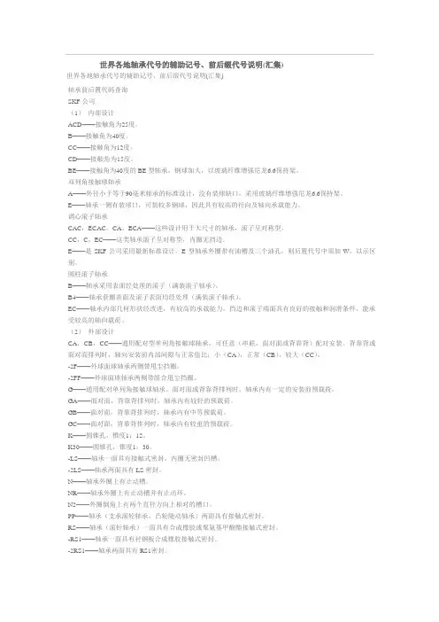 电机轴承型号大全