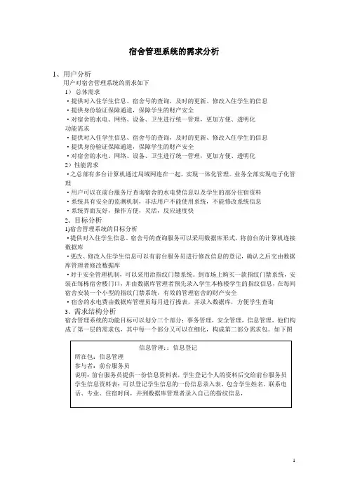 宿舍管理系统的需求分析