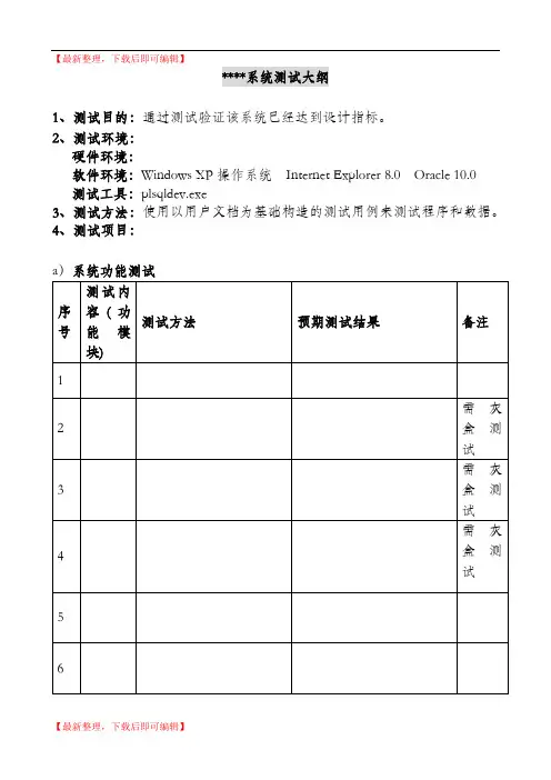 系统测试大纲(范例)(完整资料).doc