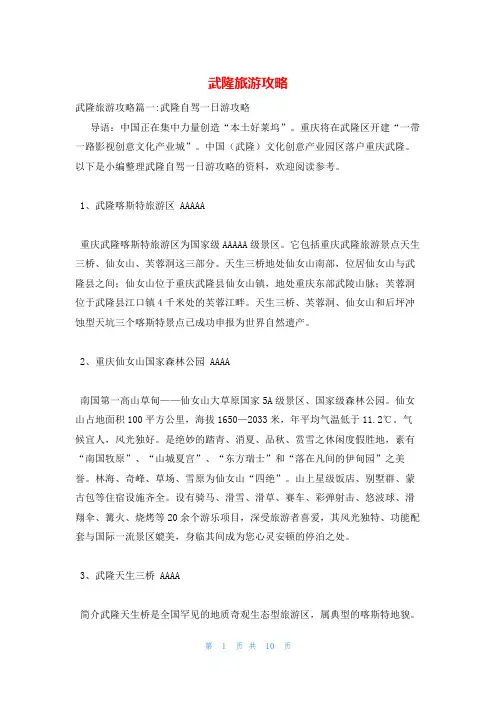 武隆旅游攻略