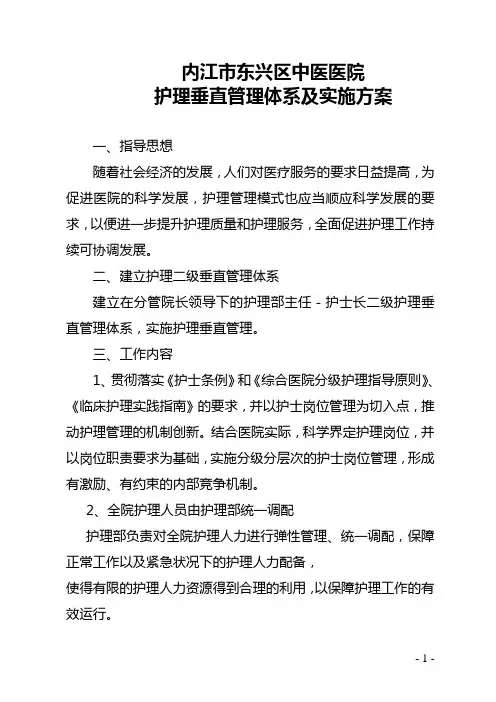 (完整版)护理垂直管理体系及实施方案
