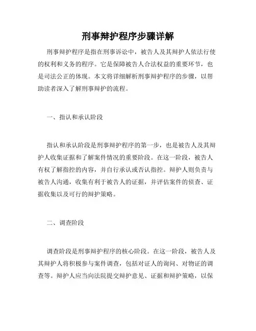 刑事辩护程序步骤详解