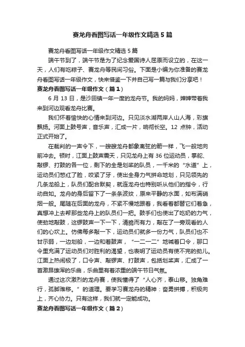 赛龙舟看图写话一年级作文精选5篇