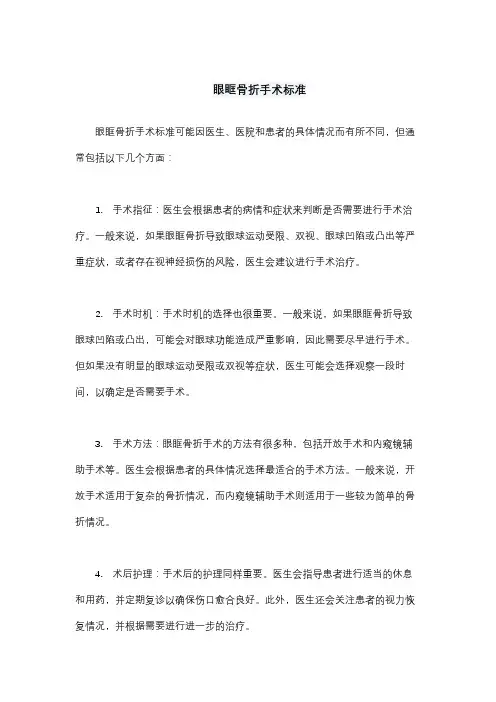 眼眶骨折手术标准
