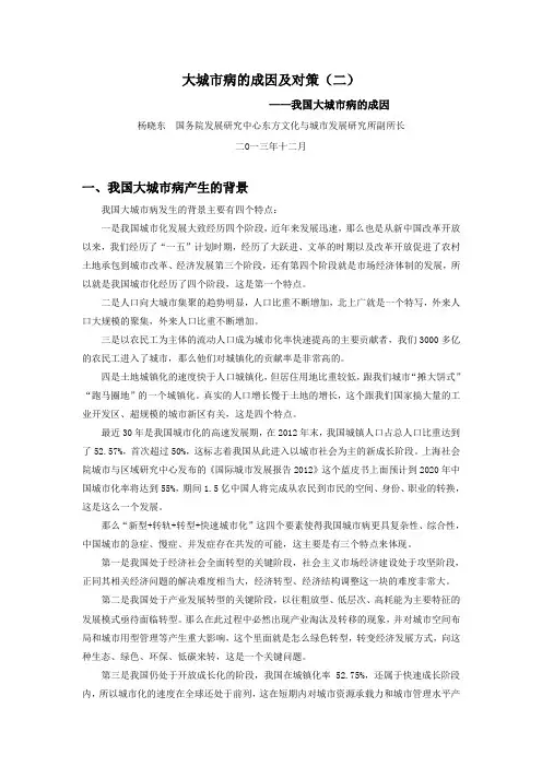 我国大城市病成因