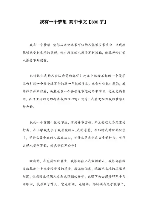 我有一个梦想 高中作文【800字】_2