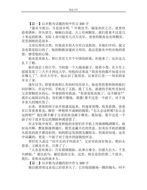 以乡愁为话题的初中作文800字