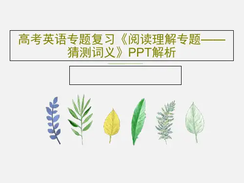 高考英语专题复习《阅读理解专题——猜测词义》PPT解析共34页