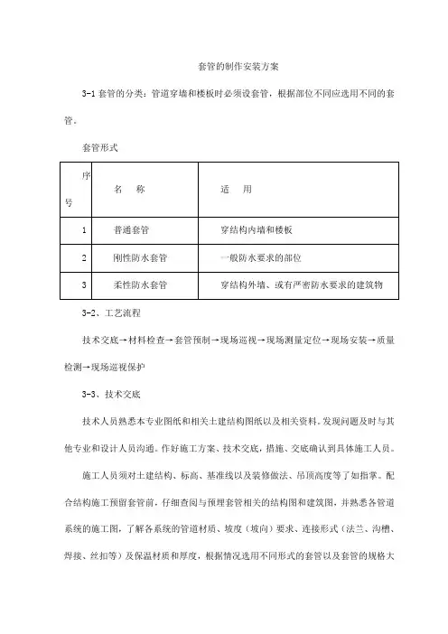 套管的制作安装方案