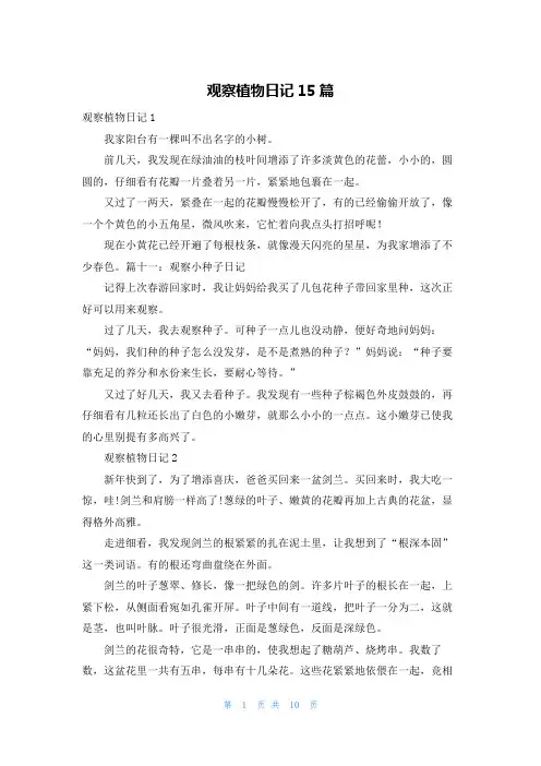 观察植物日记15篇