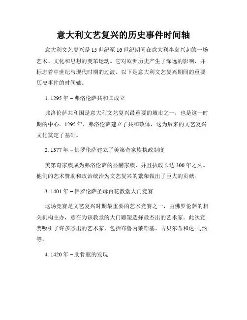 意大利文艺复兴的历史事件时间轴