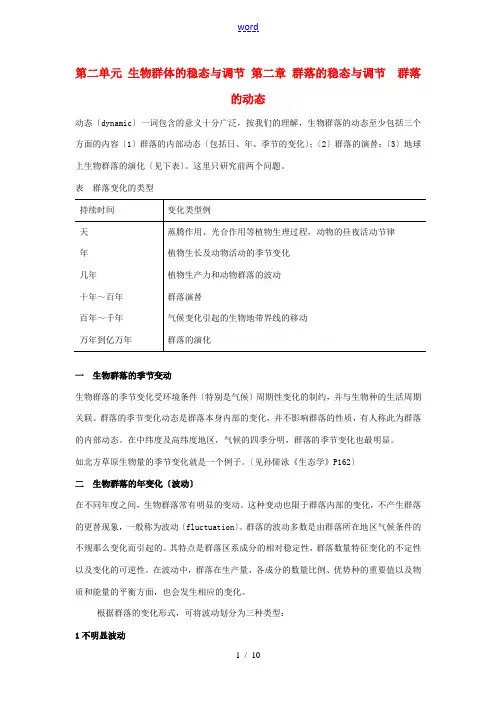 高中生物 第二单元 生物群体的稳态与调节 第二章 群落的稳态与调节 2.2.2 群落的动态(1)素材