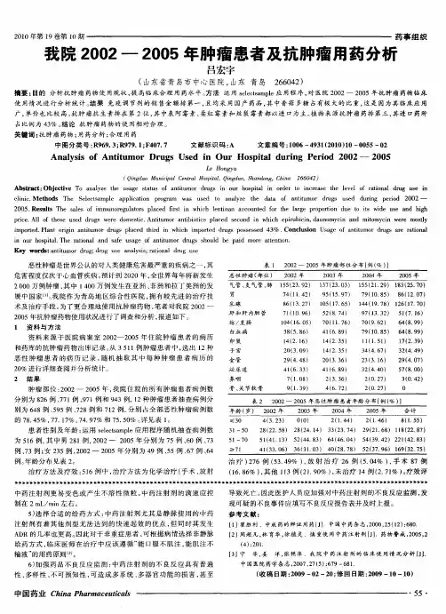 我院2002—2005年肿瘤患者及抗肿瘤用药分析