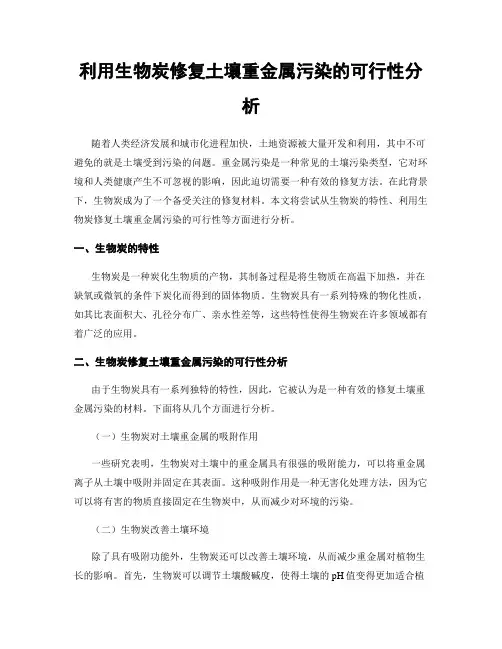 利用生物炭修复土壤重金属污染的可行性分析