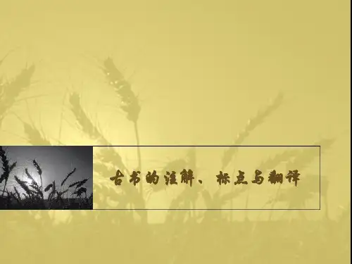 古书的注释、标点与翻译
