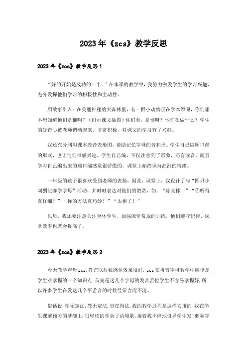 2023年《zcs》教学反思