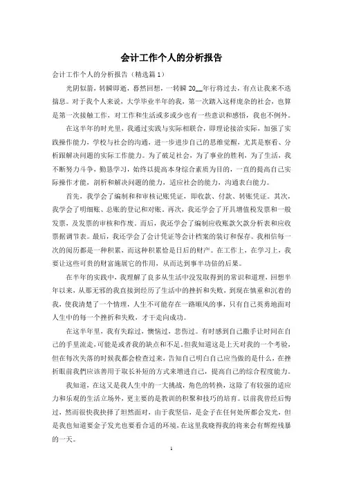 会计工作个人的分析报告