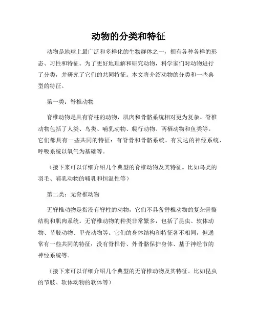 动物的分类和特征