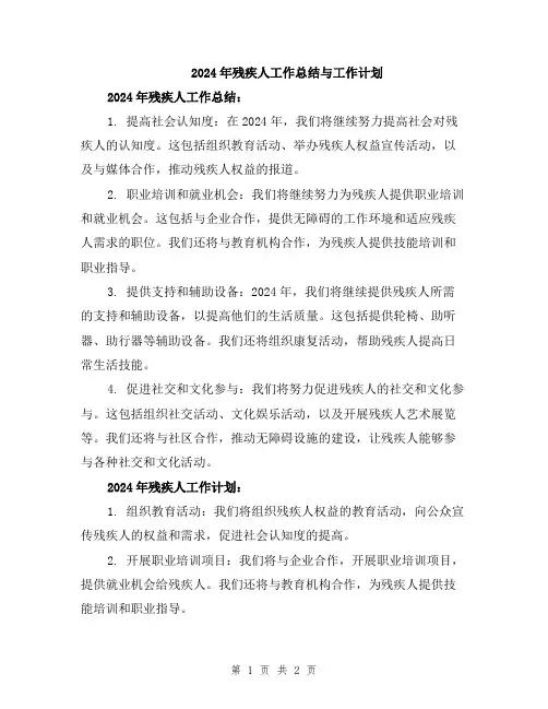 2024年残疾人工作总结与工作计划