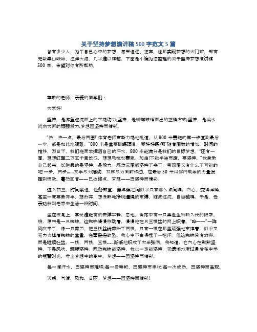 关于坚持梦想演讲稿500字范文5篇