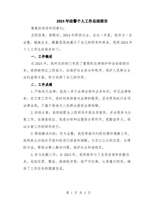 2024年法警个人工作总结报告