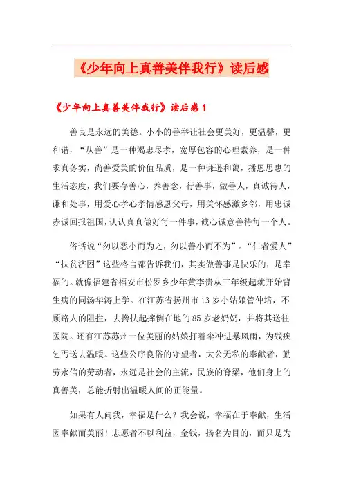 《少年向上真善美伴我行》读后感