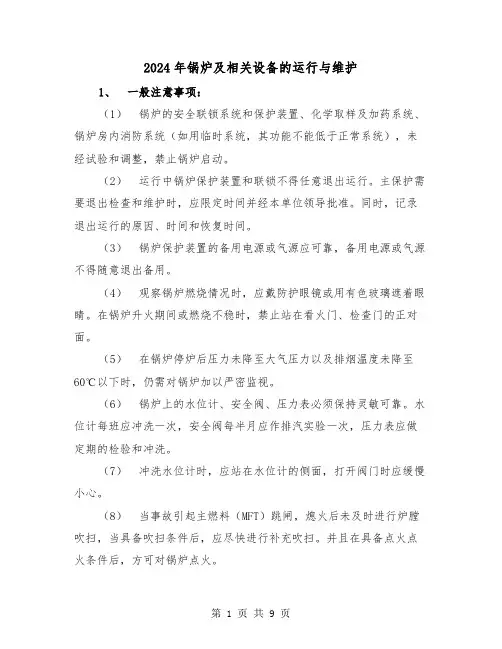2024年锅炉及相关设备的运行与维护（三篇）