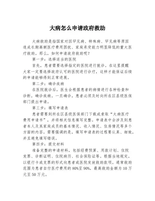 大病怎么申请政府救助
