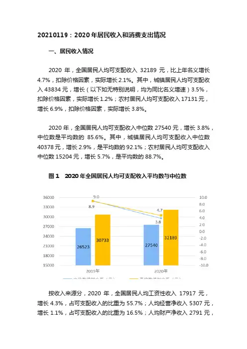 20210119：2020年居民收入和消费支出情况